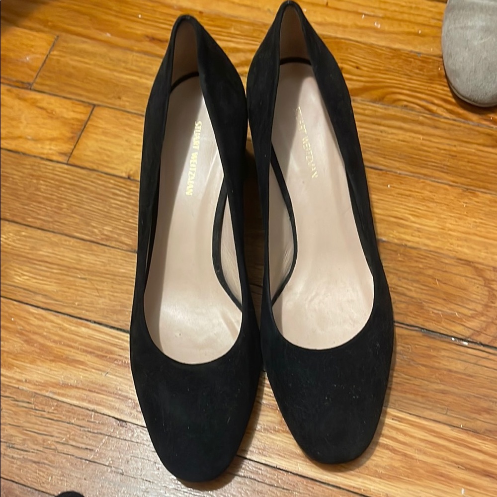 Stewart weitzman black suede heels